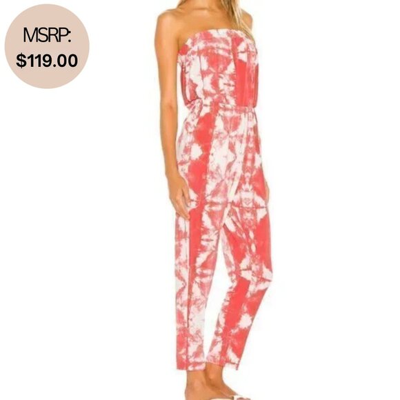NWT 1.STATE Women's Cactus Bud Tie Dye Strapless One-Piece Jumpsuit- Size L - Picture 1 of 12